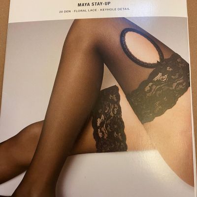 Wolford BLACK Maya Stay-Up Stocking, US Small, UK Small